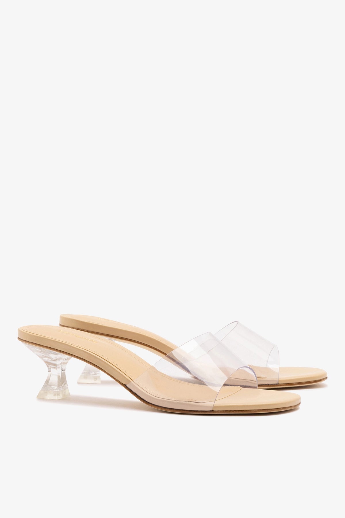 Vivi Lucite Clear Mule Sand Leather - Larroude
