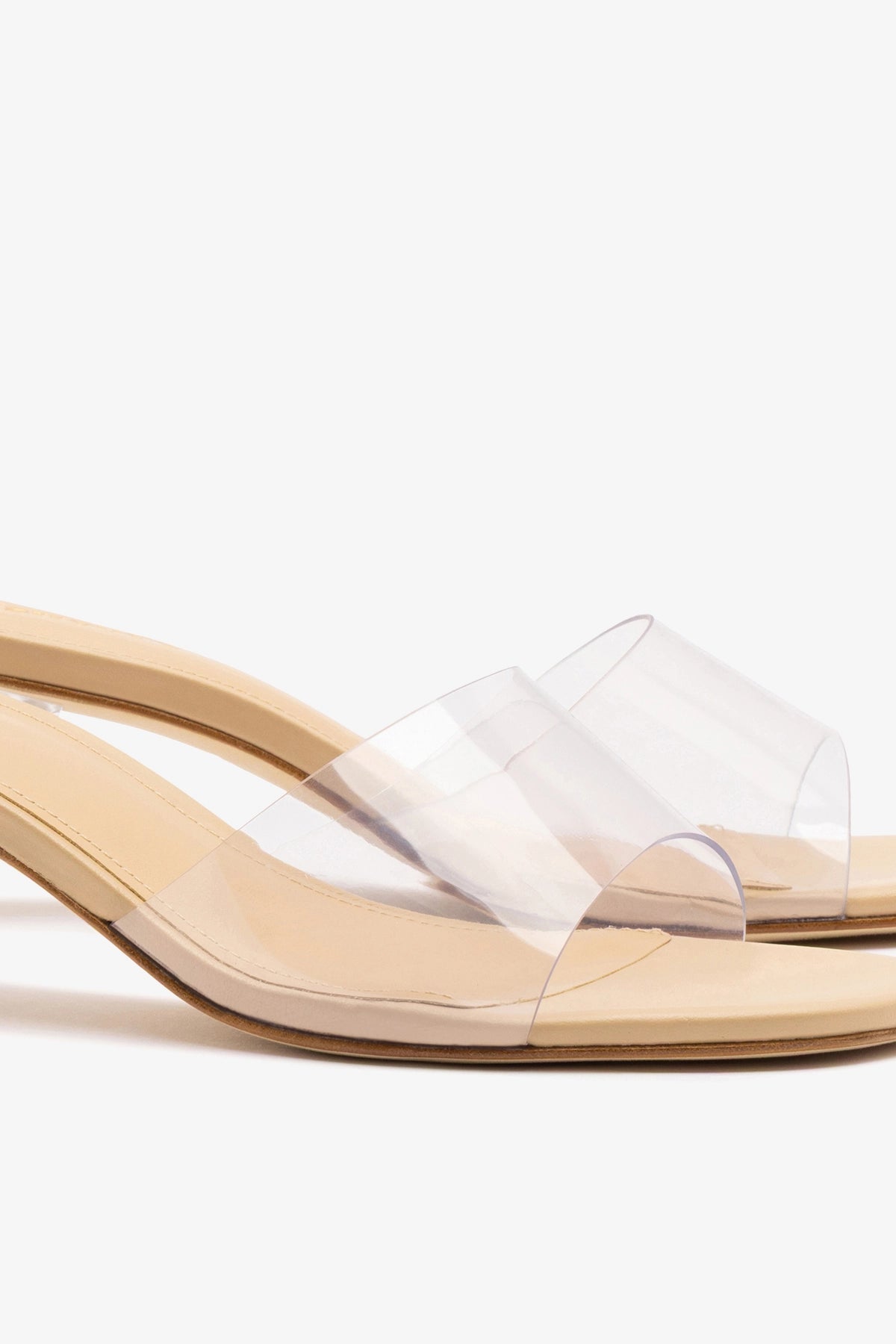 Vivi Lucite Clear Mule Sand Leather - Larroude