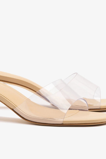 Vivi Lucite Clear Mule Sand Leather - Larroude