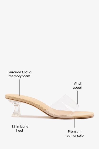 Vivi Lucite Clear Mule Sand Leather - Larroude
