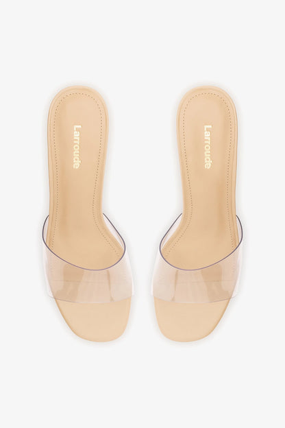 Vivi Lucite Clear Mule Sand Leather - Larroude