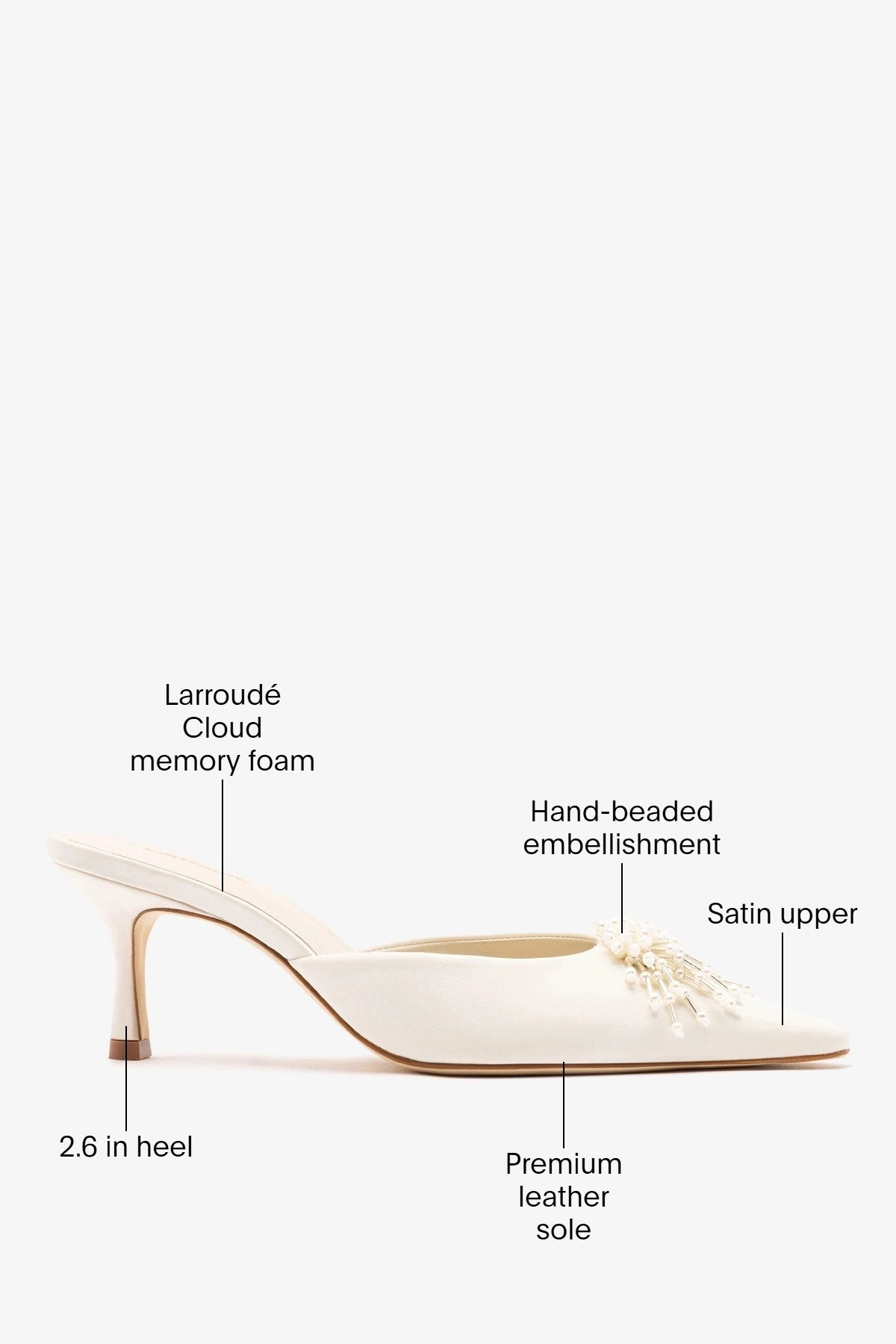 Carine Mule White Satin - Larroude