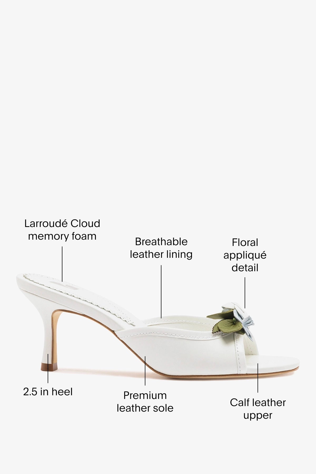 Juliette Mule White Leather - Larroude