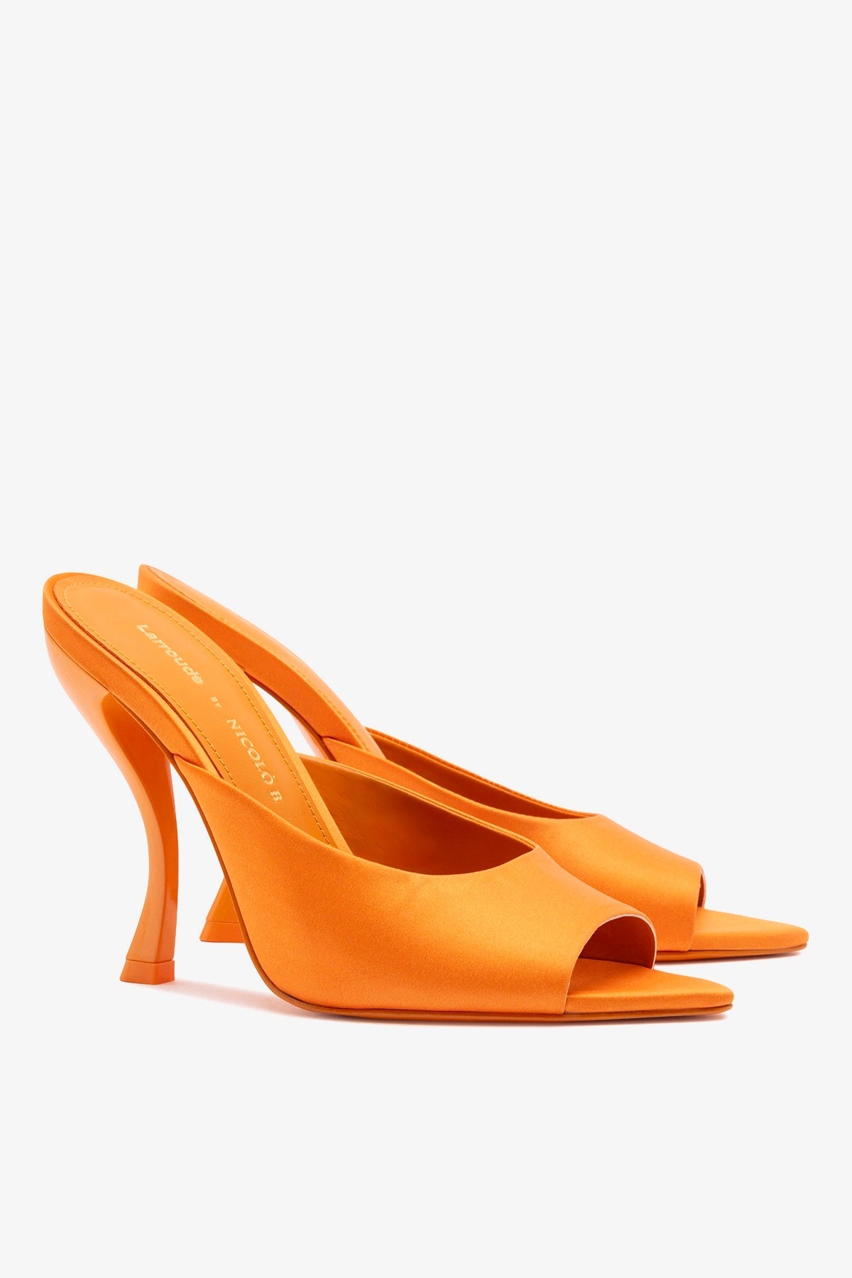 Larroudé x Nicolò B.: Malibu Mule Tangerine Satin - Larroude