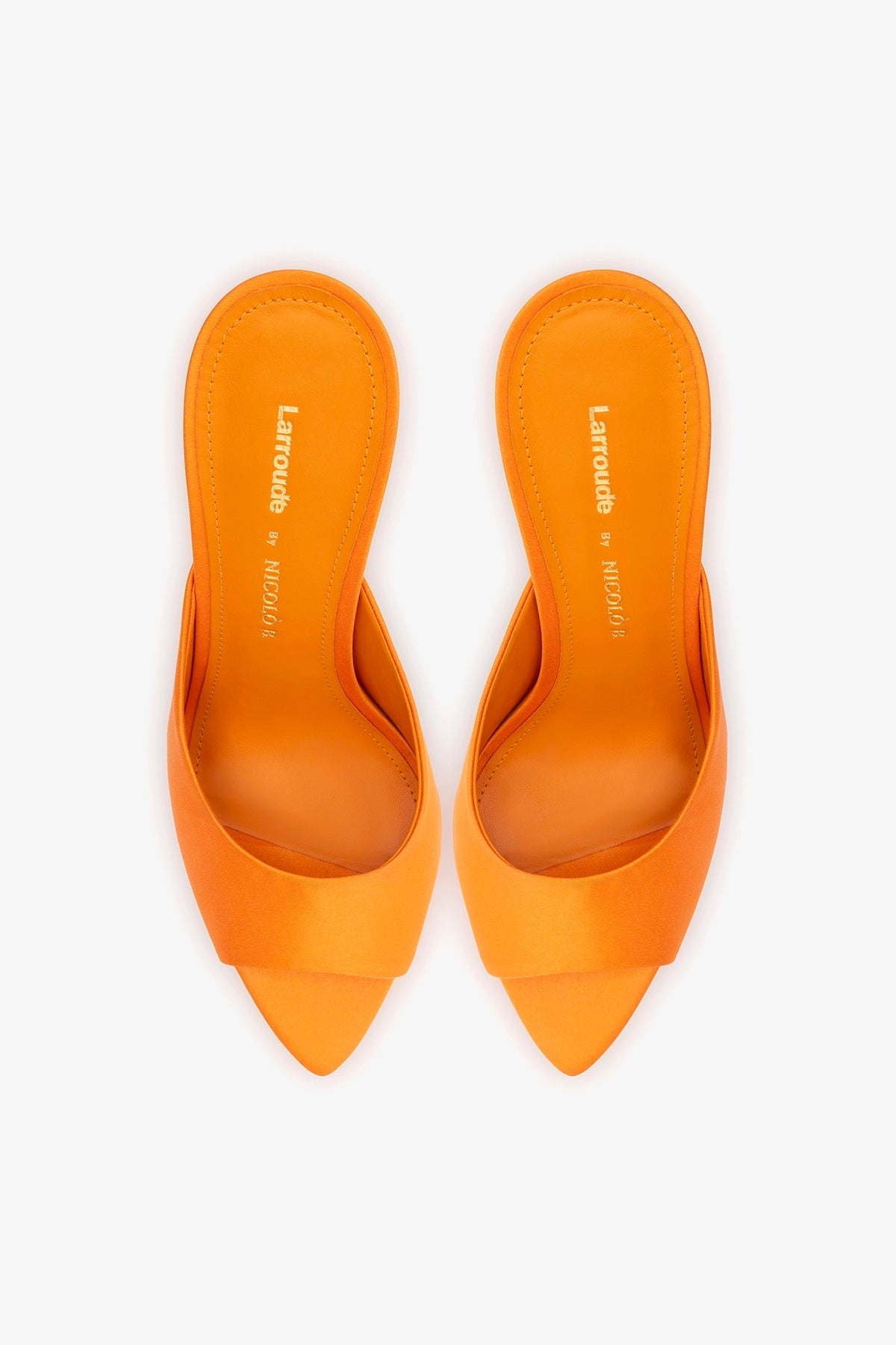 Larroudé x Nicolò B.: Malibu Mule Tangerine Satin - Larroude