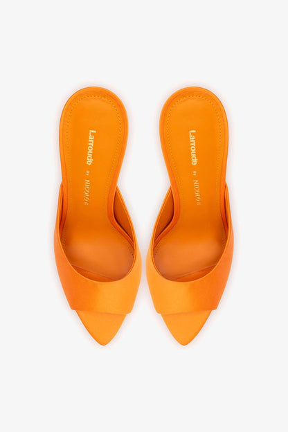 Larroudé x Nicolò B.: Malibu Mule Tangerine Satin - Larroude