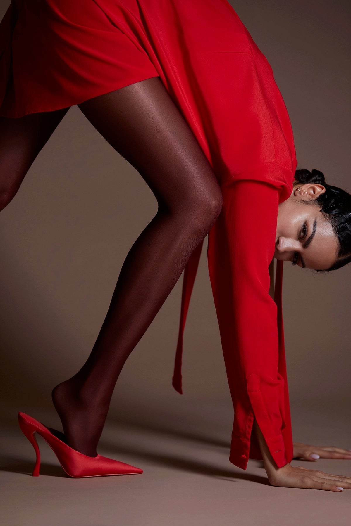 Larroudé by Nicolò B. Inna Mule In Scarlet Satin - Larroude