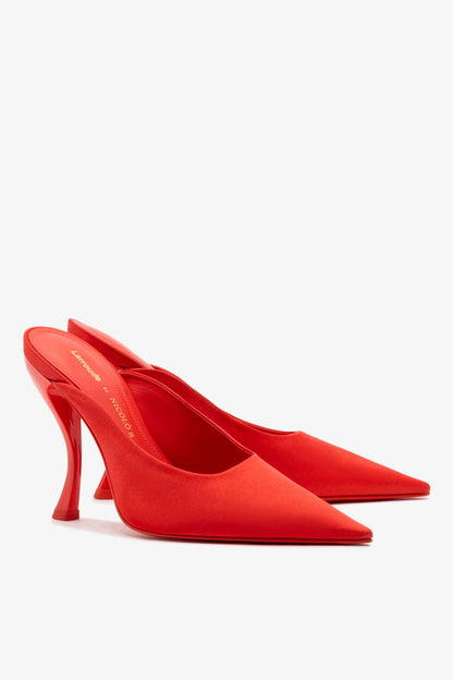 Larroudé by Nicolò B. Inna Mule In Scarlet Satin - Larroude