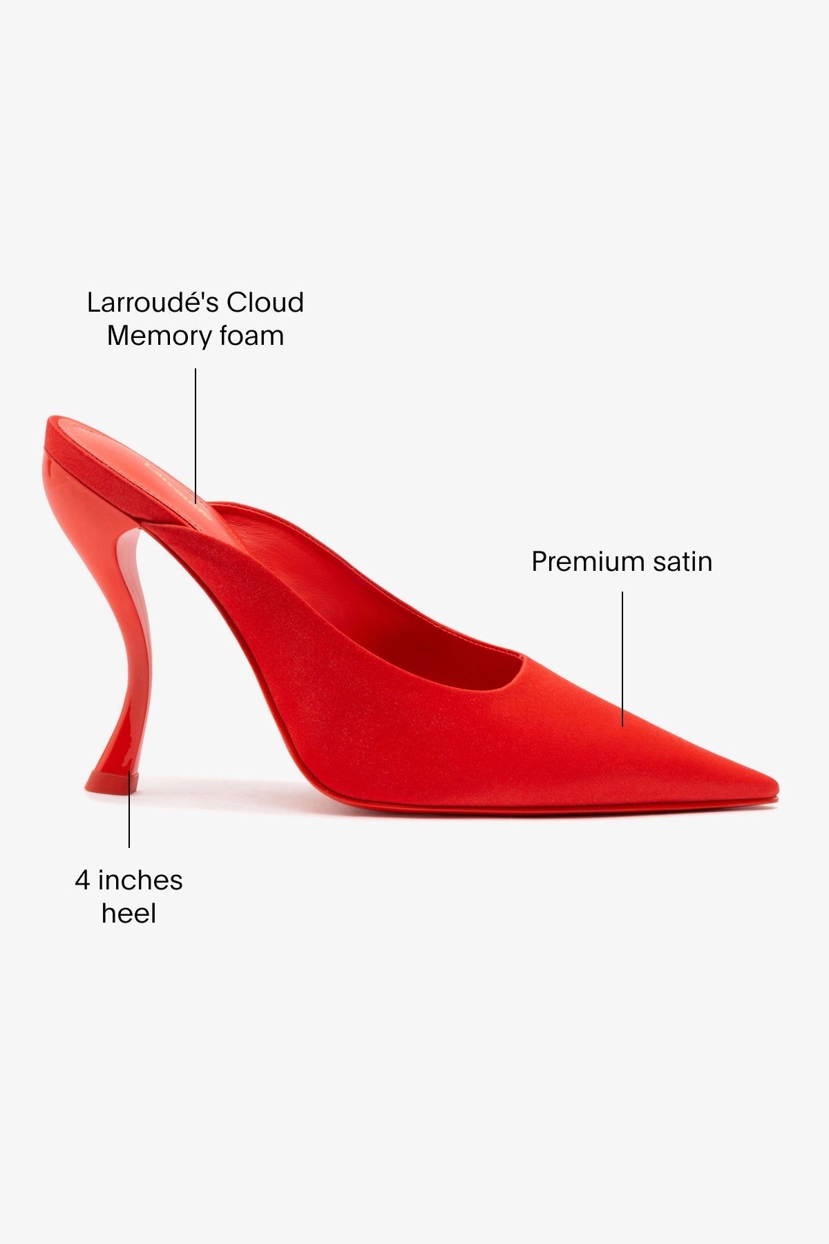 Larroudé by Nicolò B. Inna Mule In Scarlet Satin - Larroude