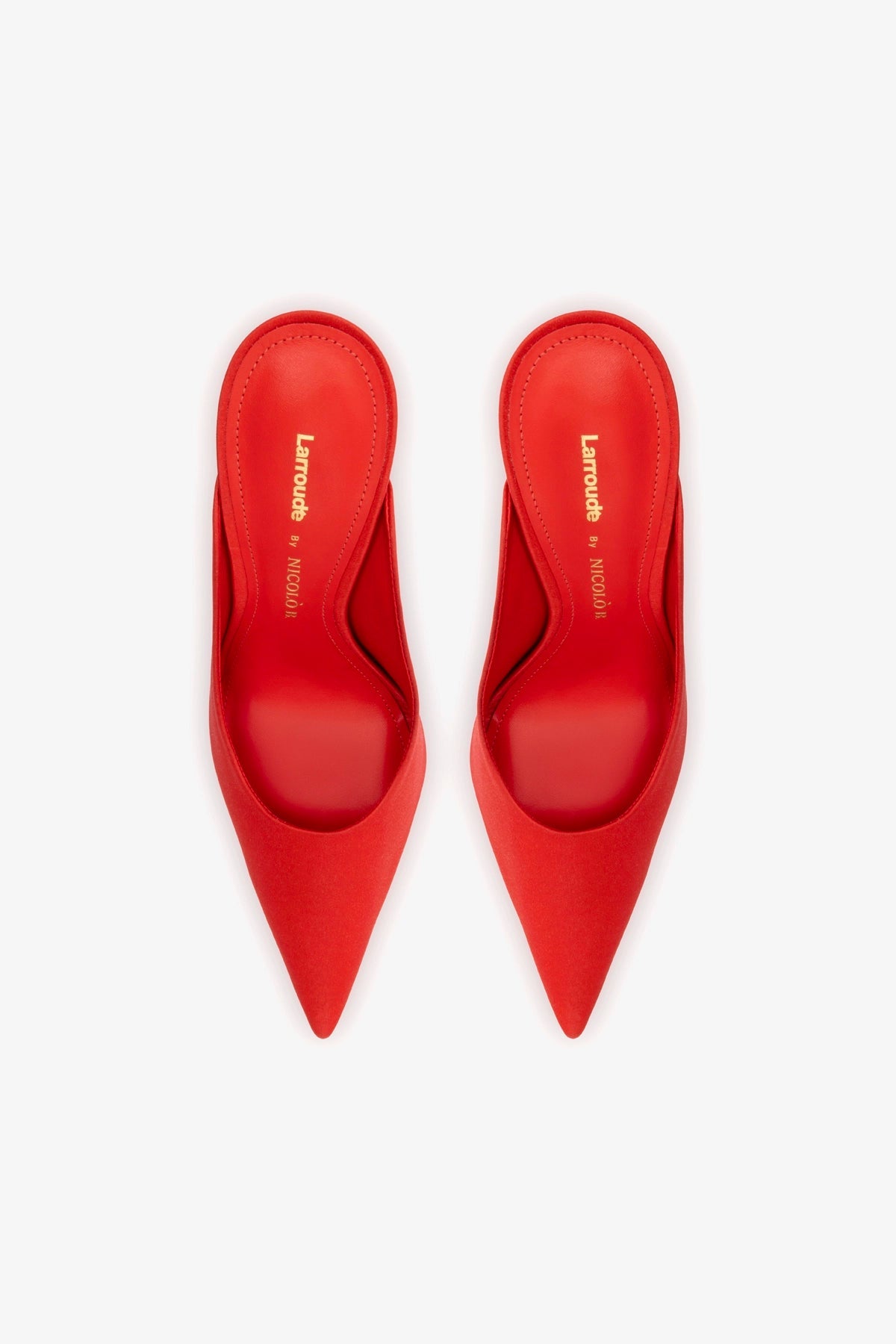 Larroudé by Nicolò B. Inna Mule In Scarlet Satin - Larroude