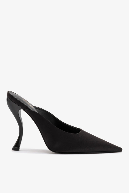 Larroudé by Nicolò B. Inna Mule In Black Satin - Larroude