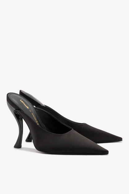 Larroudé by Nicolò B. Inna Mule In Black Satin - Larroude