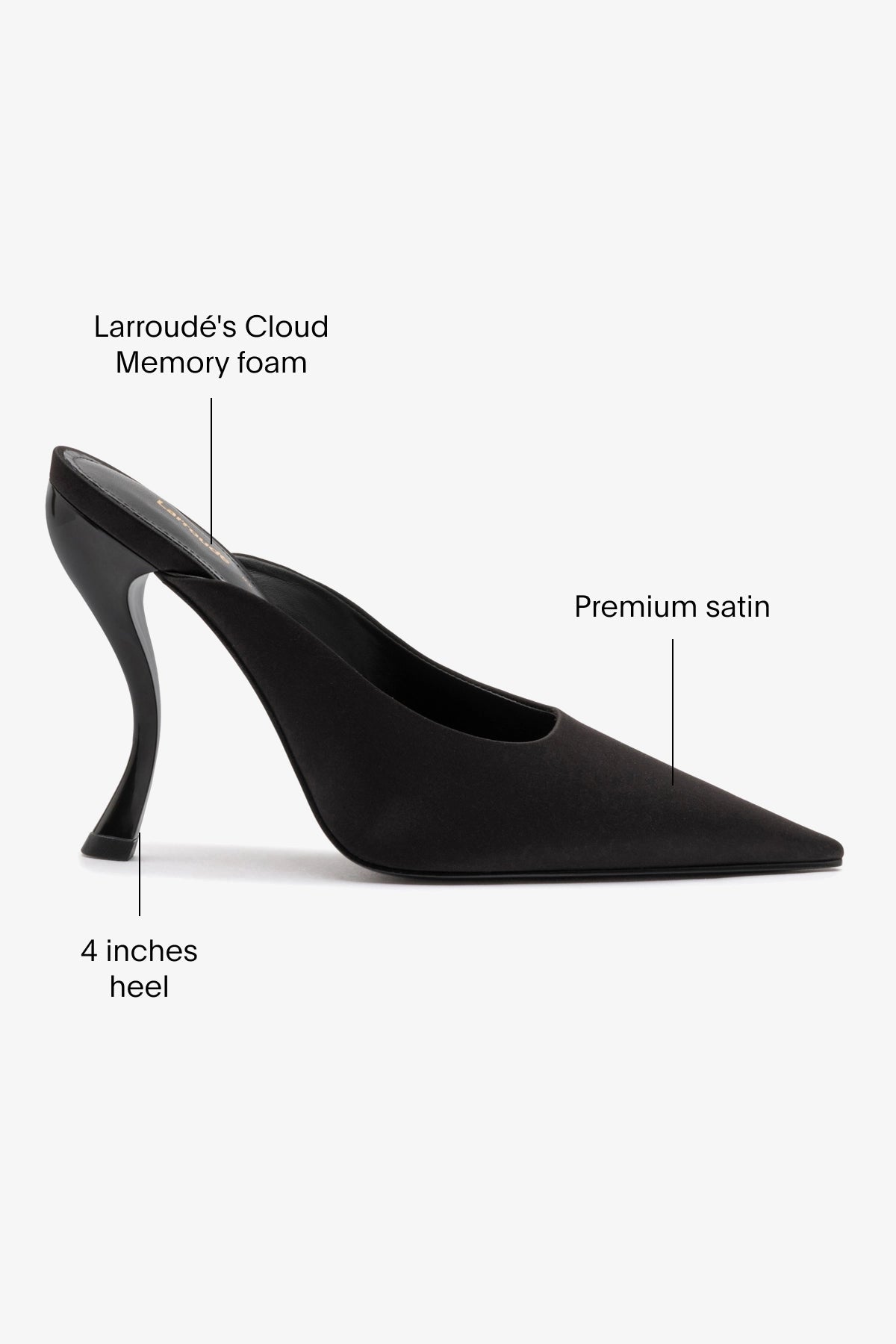 Larroudé by Nicolò B. Inna Mule In Black Satin - Larroude