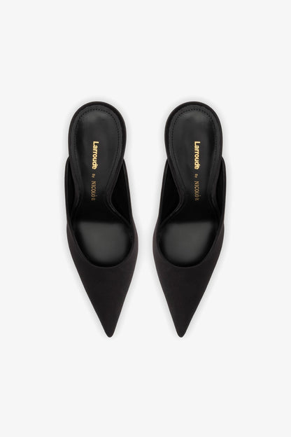 Larroudé by Nicolò B. Inna Mule In Black Satin - Larroude