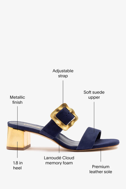 Maria Sandal Navy Suede - Larroude