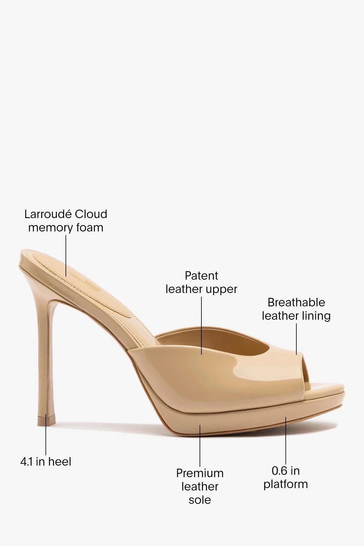 Jasmine Platform Mule Sand Patent Leather - Larroude