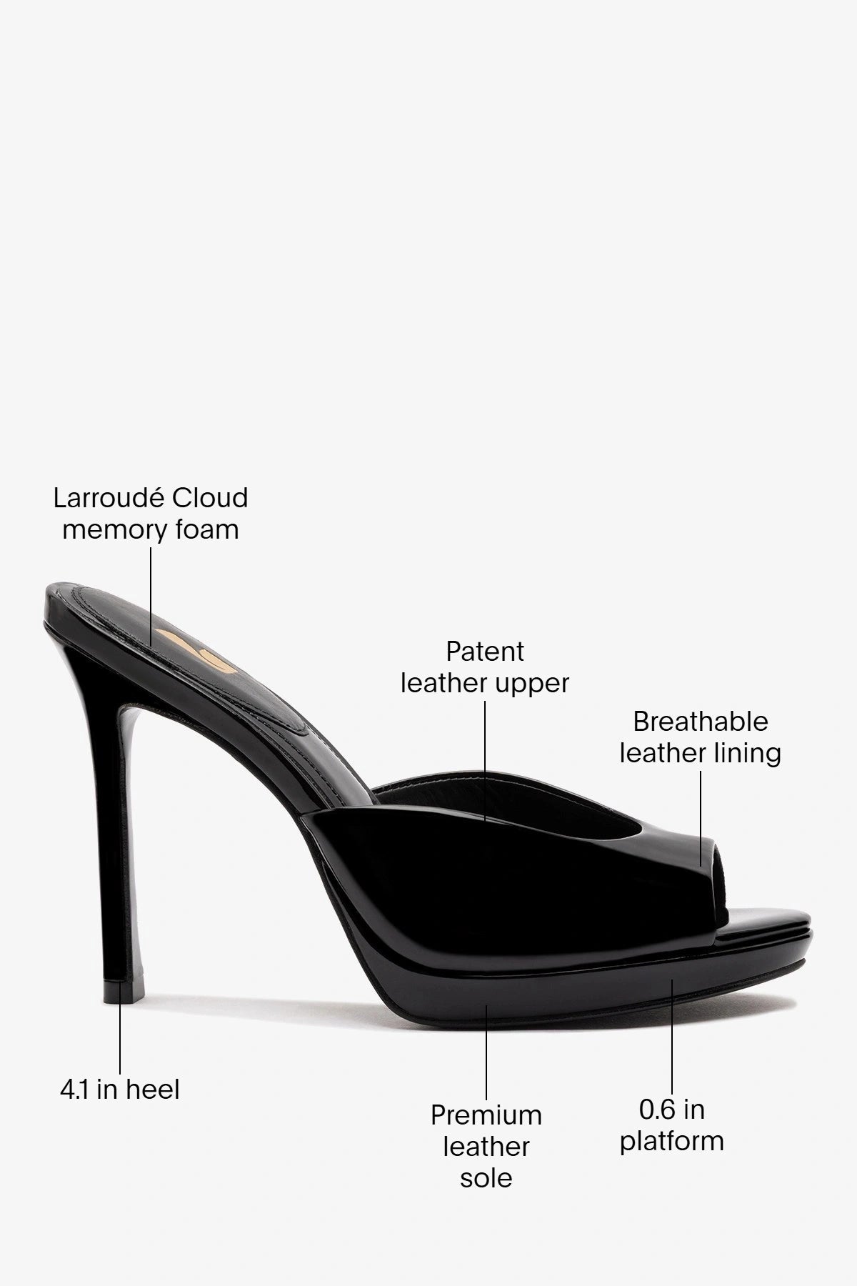 Jasmine Platform Mule Black Patent Leather - Larroude