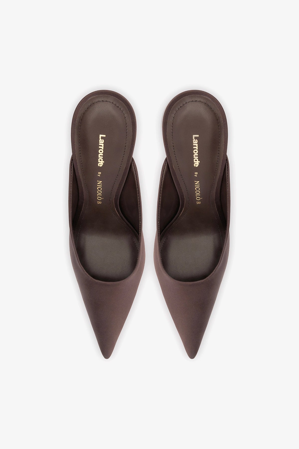 Larroudé x Nicolò B.: Inna Mule Mahogany Satin - Larroude
