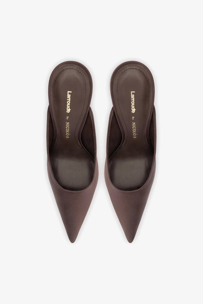 Larroudé x Nicolò B.: Inna Mule Mahogany Satin - Larroude