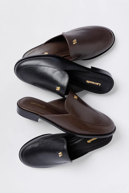 Margaux Mule Black Leather - Larroude