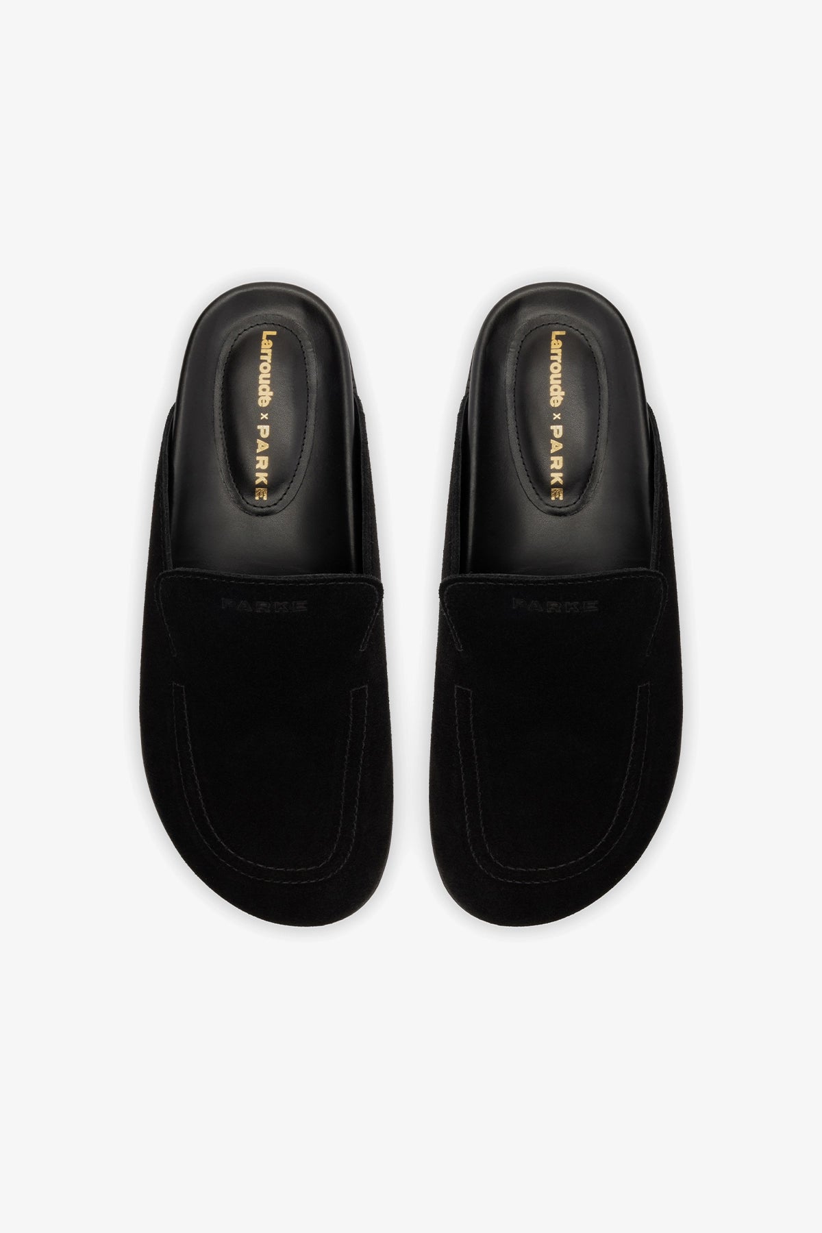 Larroudé x Parke Clog In Black Suede - Larroude