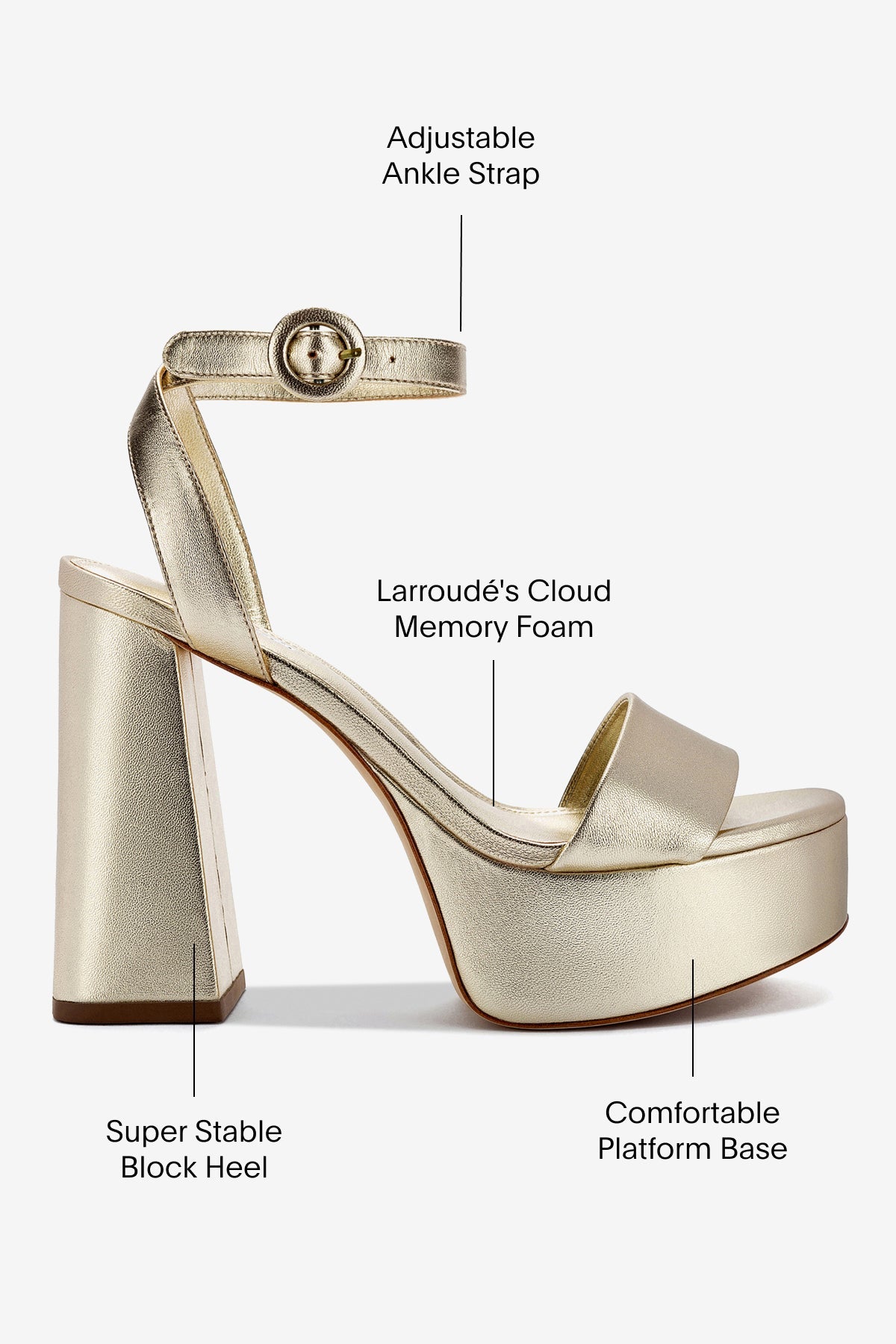 Dolly Sandal In Platina Metallic Leather - Larroude