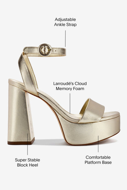 Dolly Sandal In Platina Metallic Leather - Larroude