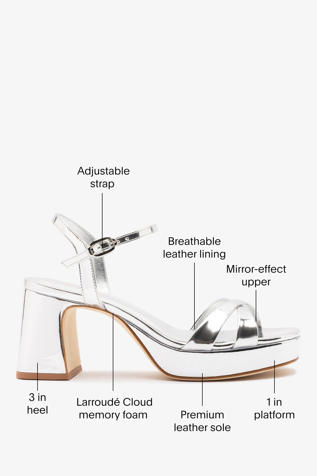 Bianca Low Sandal Silver Specchio - Larroude