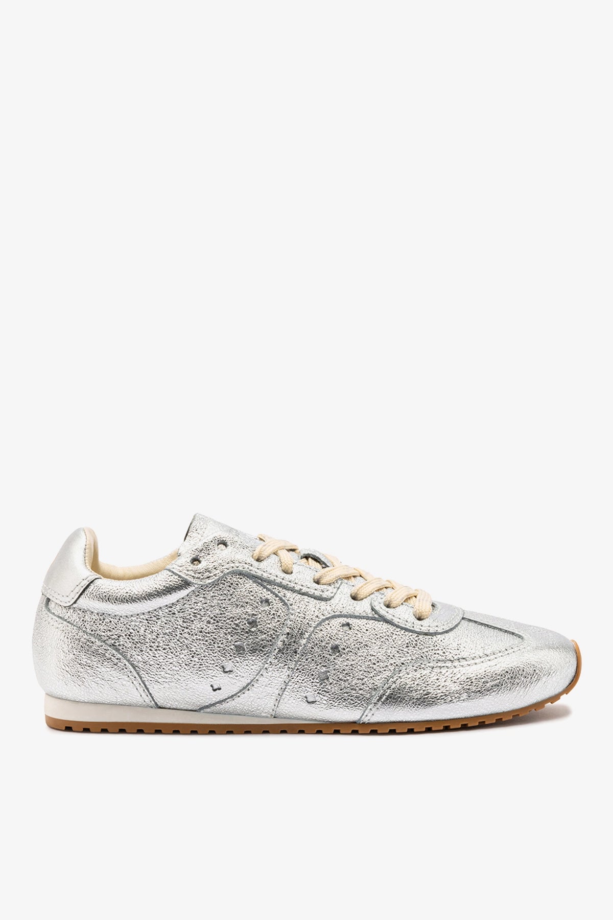 Stella Sneaker In Silver Metallic Leather - Larroude