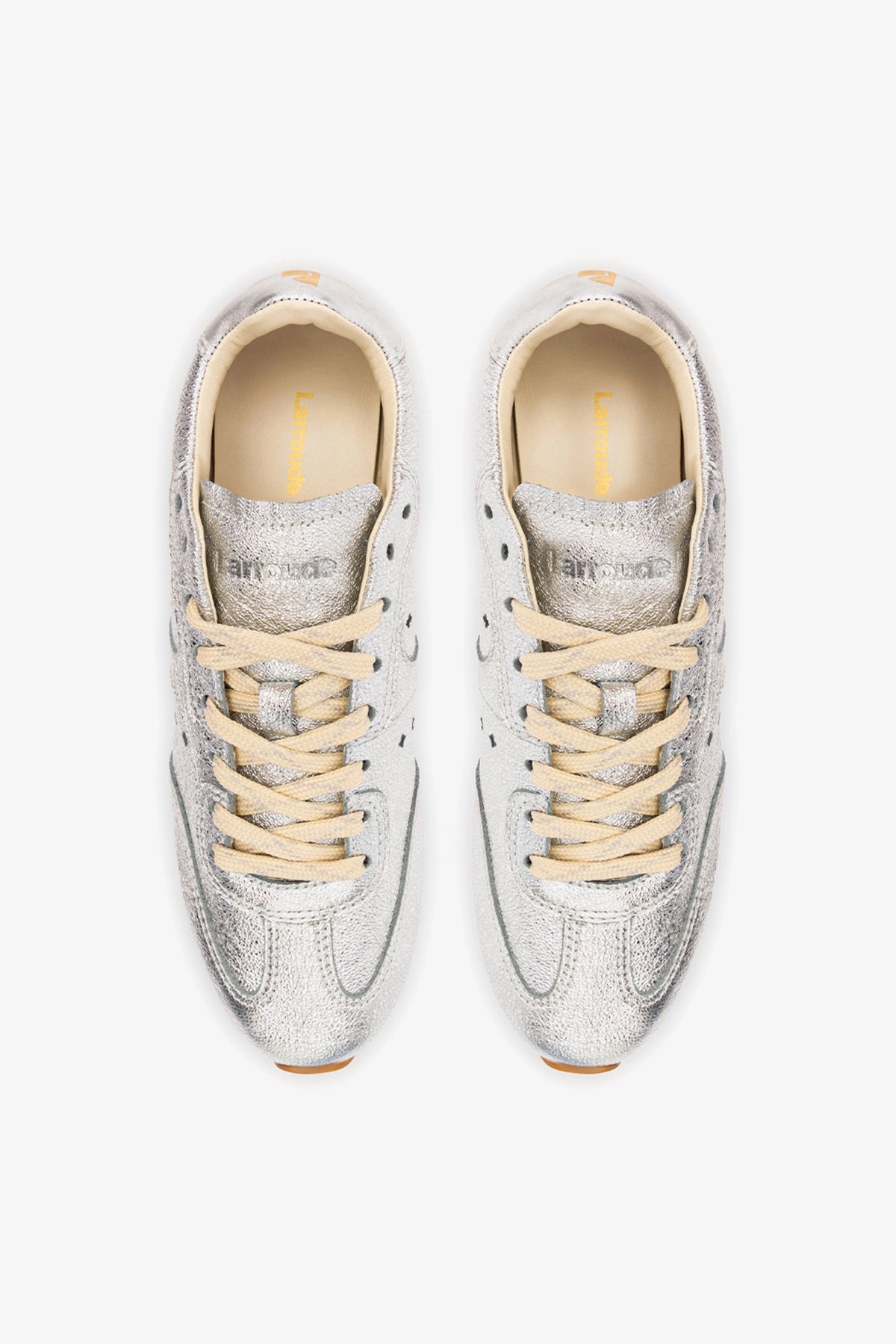 Stella Sneaker In Silver Metallic Leather - Larroude