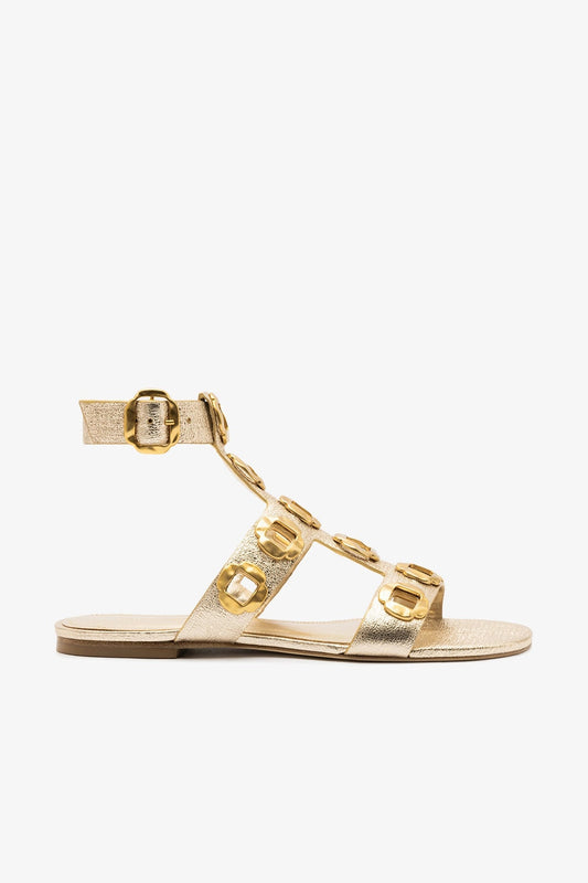 Milan Gladiator Flat Platina Metallic - Larroude