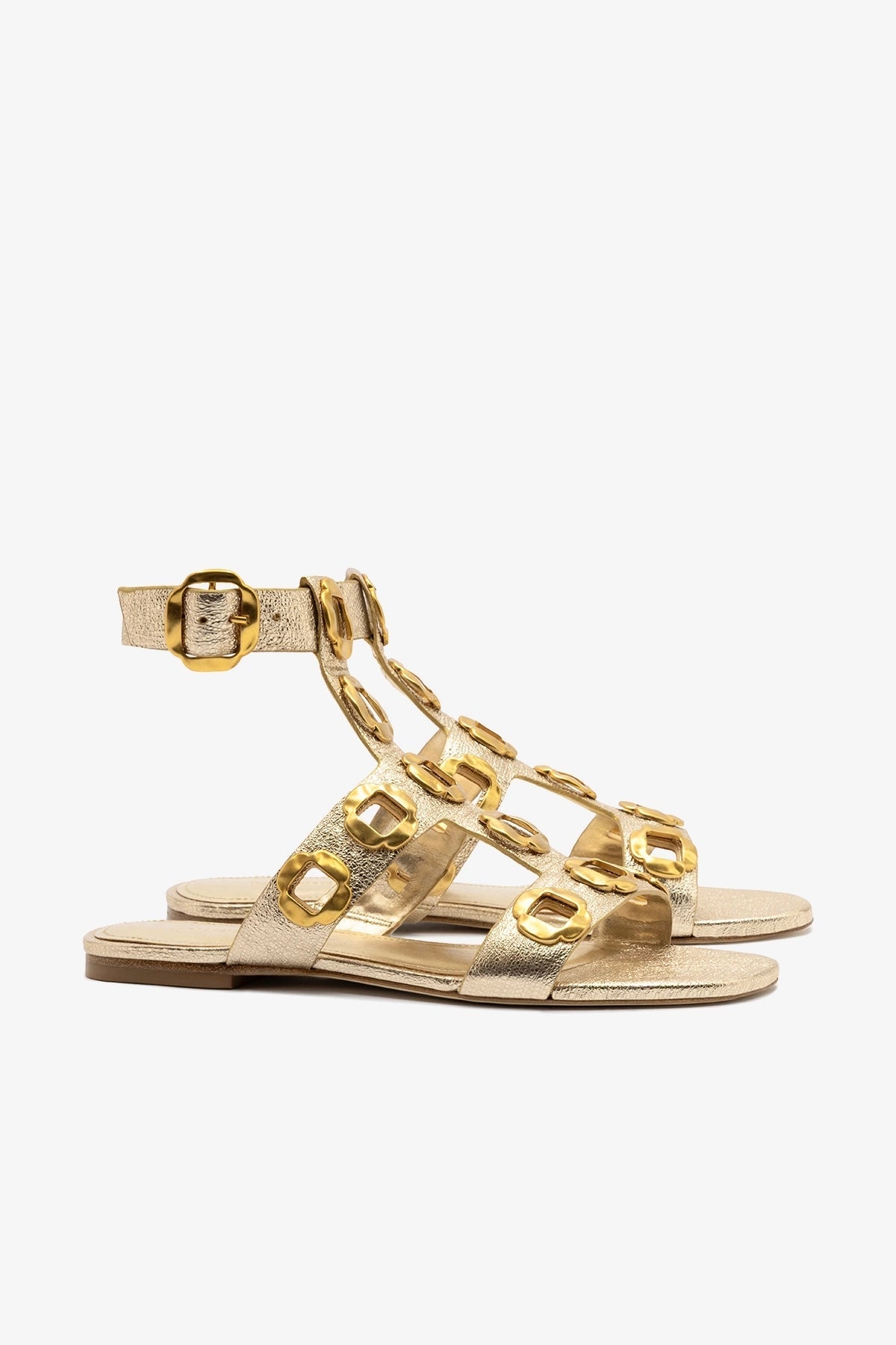 Milan Gladiator Flat Platina Metallic - Larroude