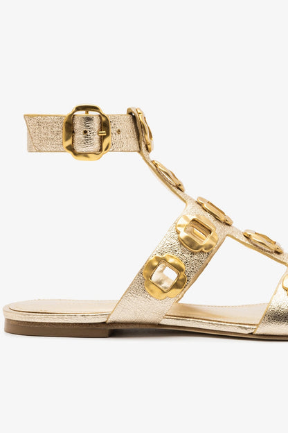 Milan Gladiator Flat Platina Metallic - Larroude