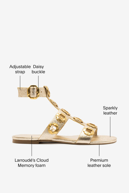 Milan Gladiator Flat Platina Metallic - Larroude