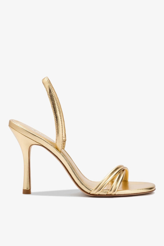 Annie Sandal In Gold Metallic Leather - Larroude