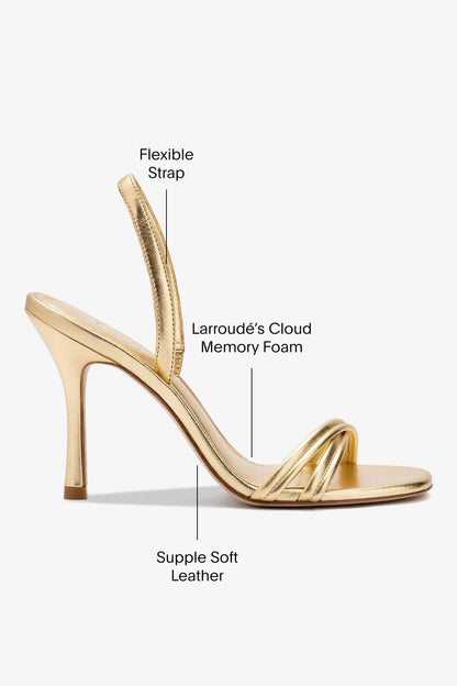 Annie Sandal In Gold Metallic Leather - Larroude