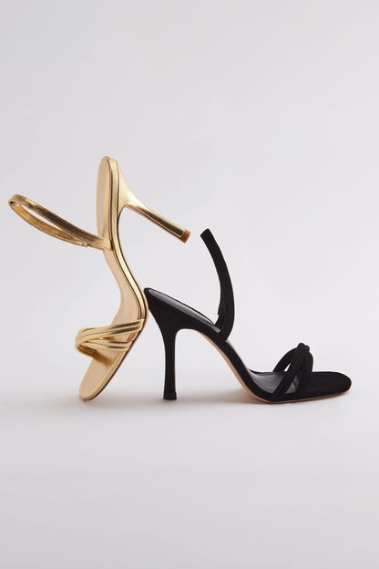 Annie Sandal In Gold Metallic Leather - Larroude