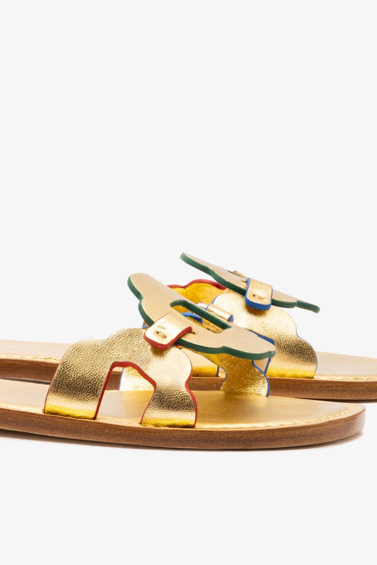 Margherita Slide In Metallic Gold Leather - Larroude