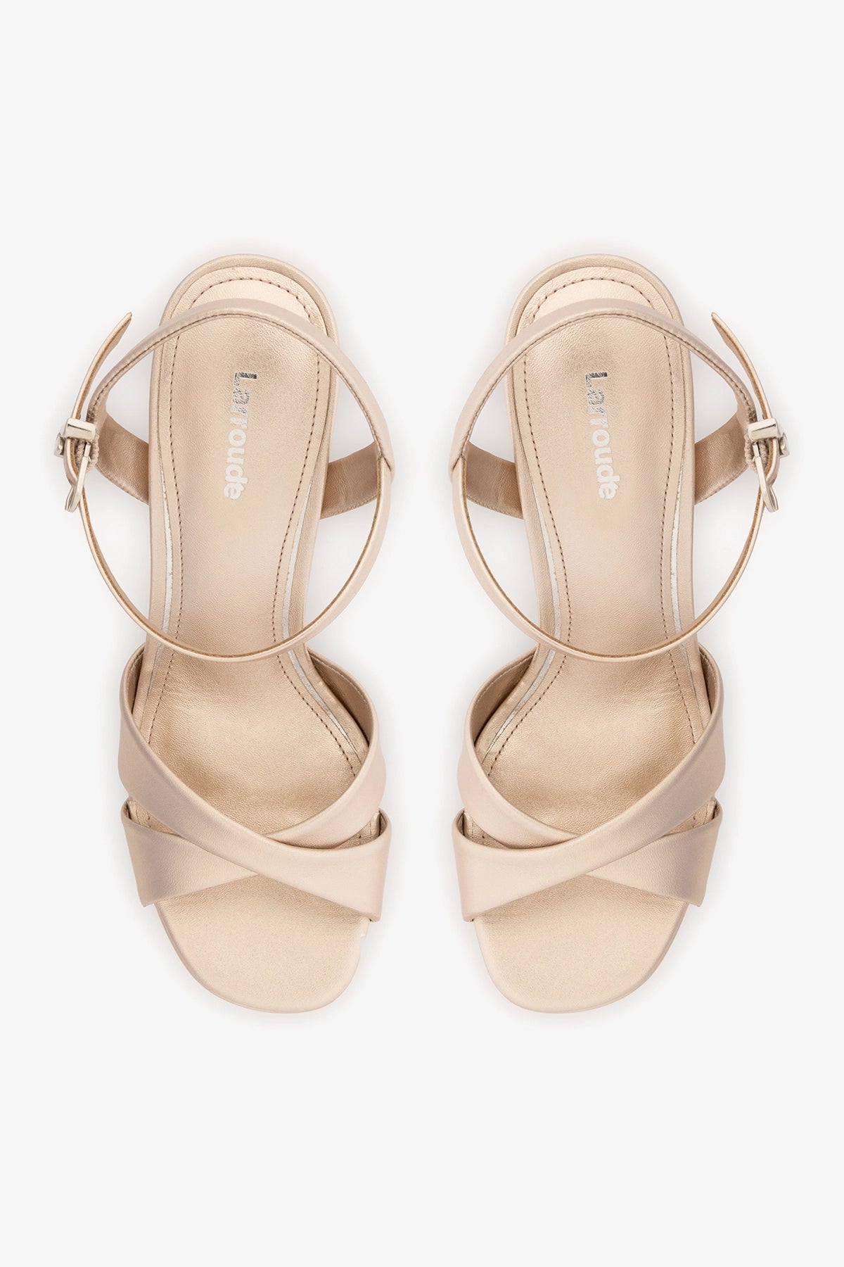 Bianca High Platform Sandal In Champagne Metallic Leather - Larroude