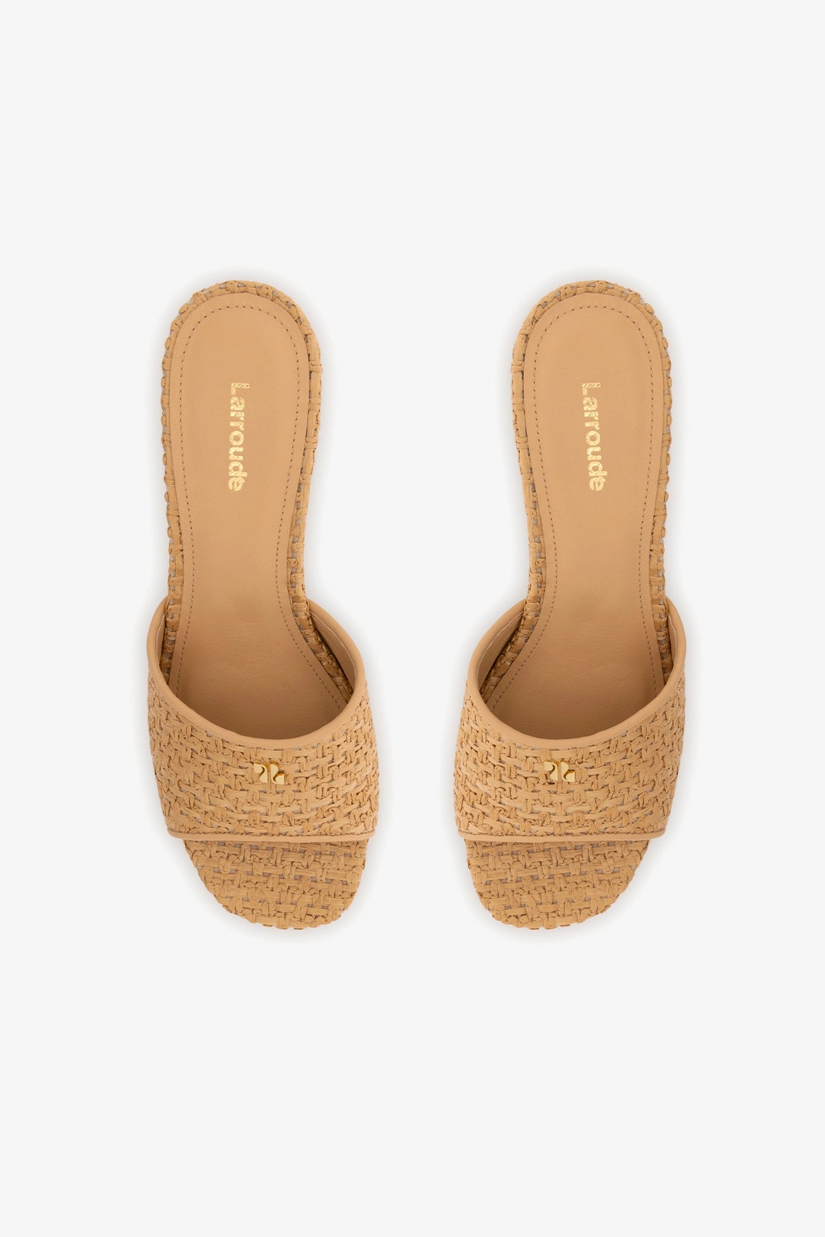 Dolly Low Mule In Natural And Beige Raffia - Larroude