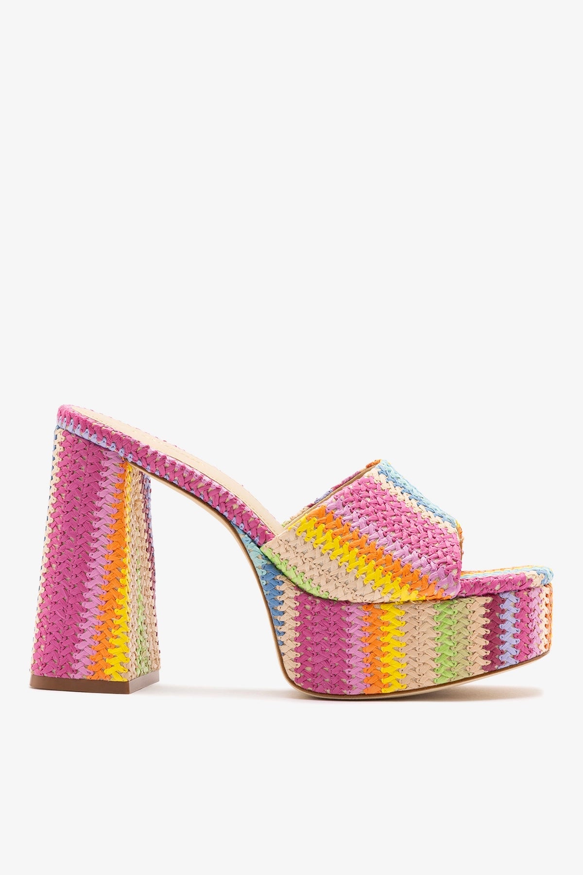 Dolly Mule Rainbow Raffia - Larroude