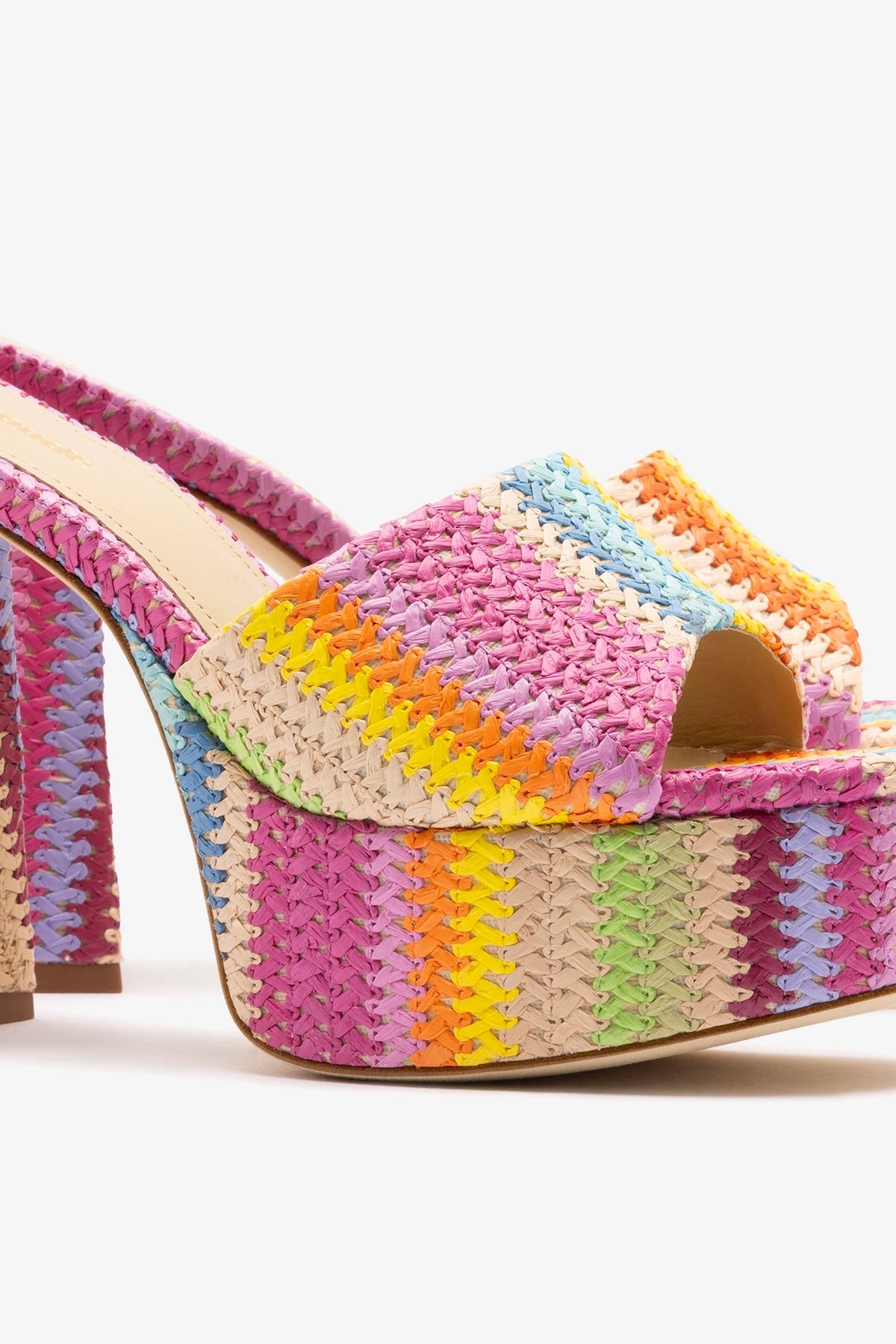 Dolly Mule Rainbow Raffia - Larroude