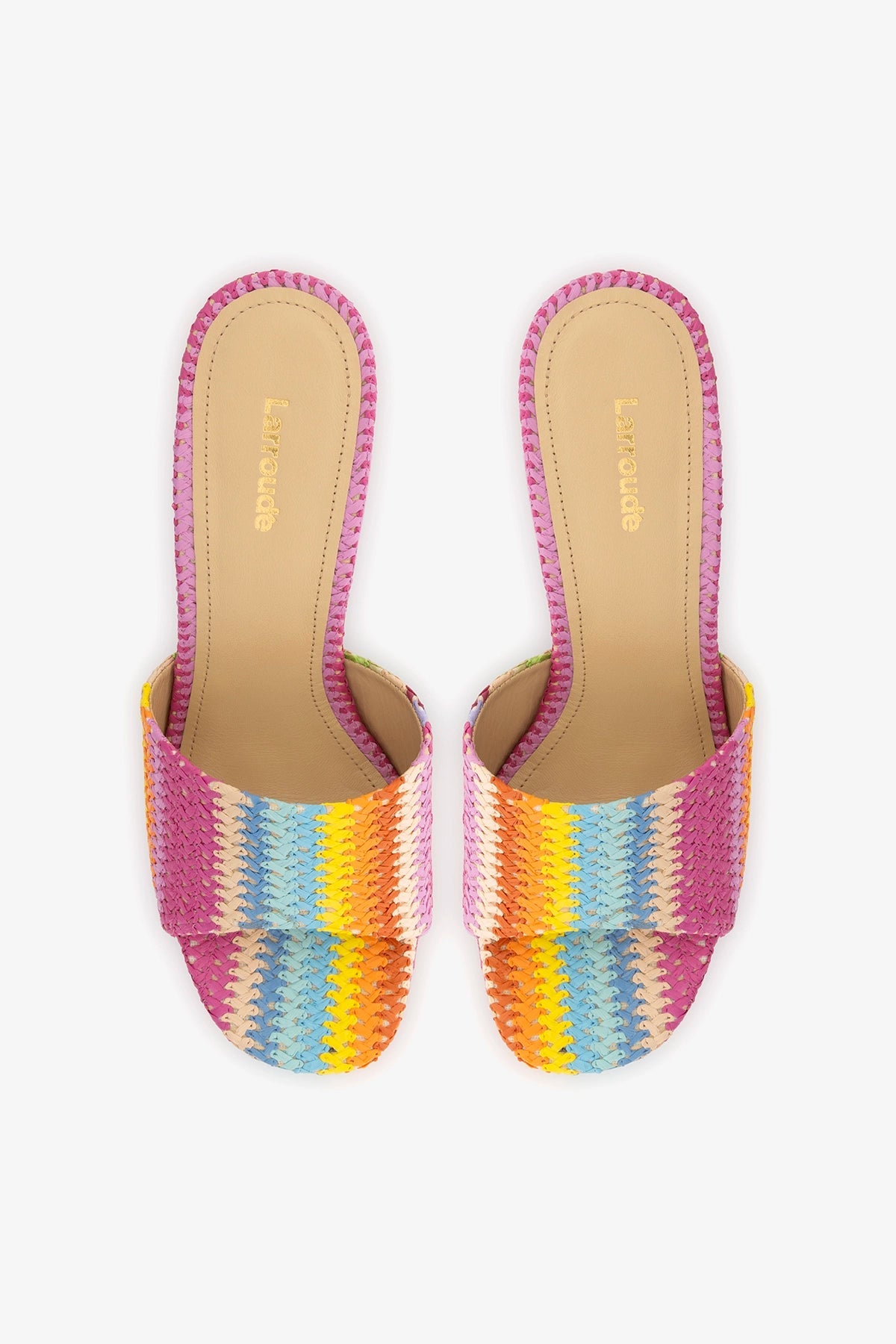 Dolly Mule Rainbow Raffia - Larroude