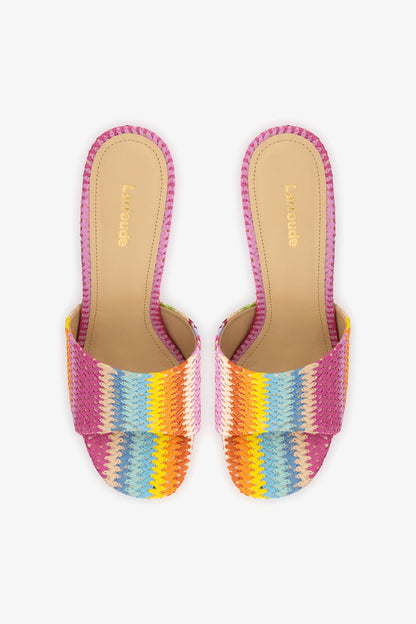Dolly Mule Rainbow Raffia - Larroude