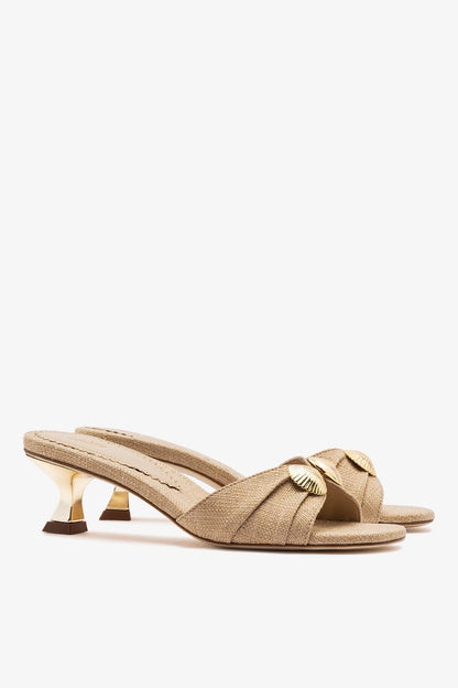 Coquile Mule Beige Raffia - Larroude