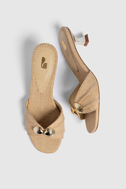 Coquile Mule Beige Raffia - Larroude