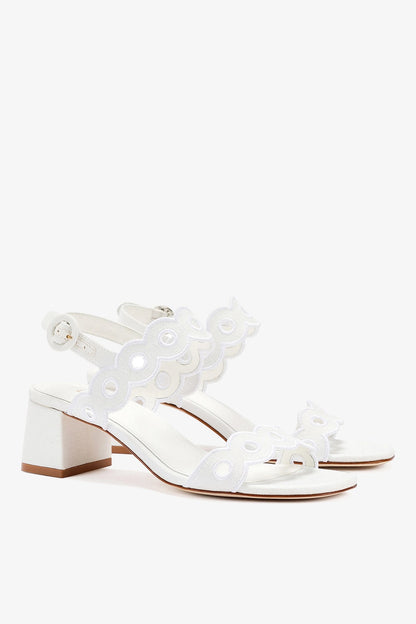 Florence Broderie Sandal In White Raffia - Larroude