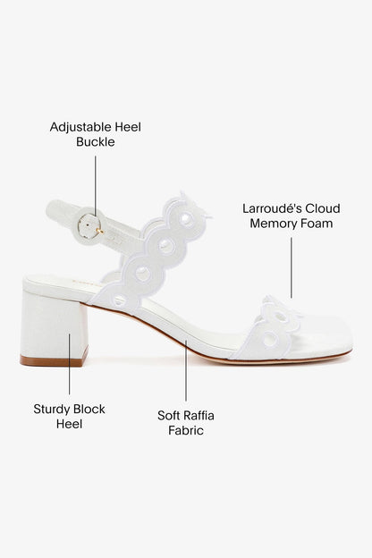 Florence Broderie Sandal In White Raffia - Larroude