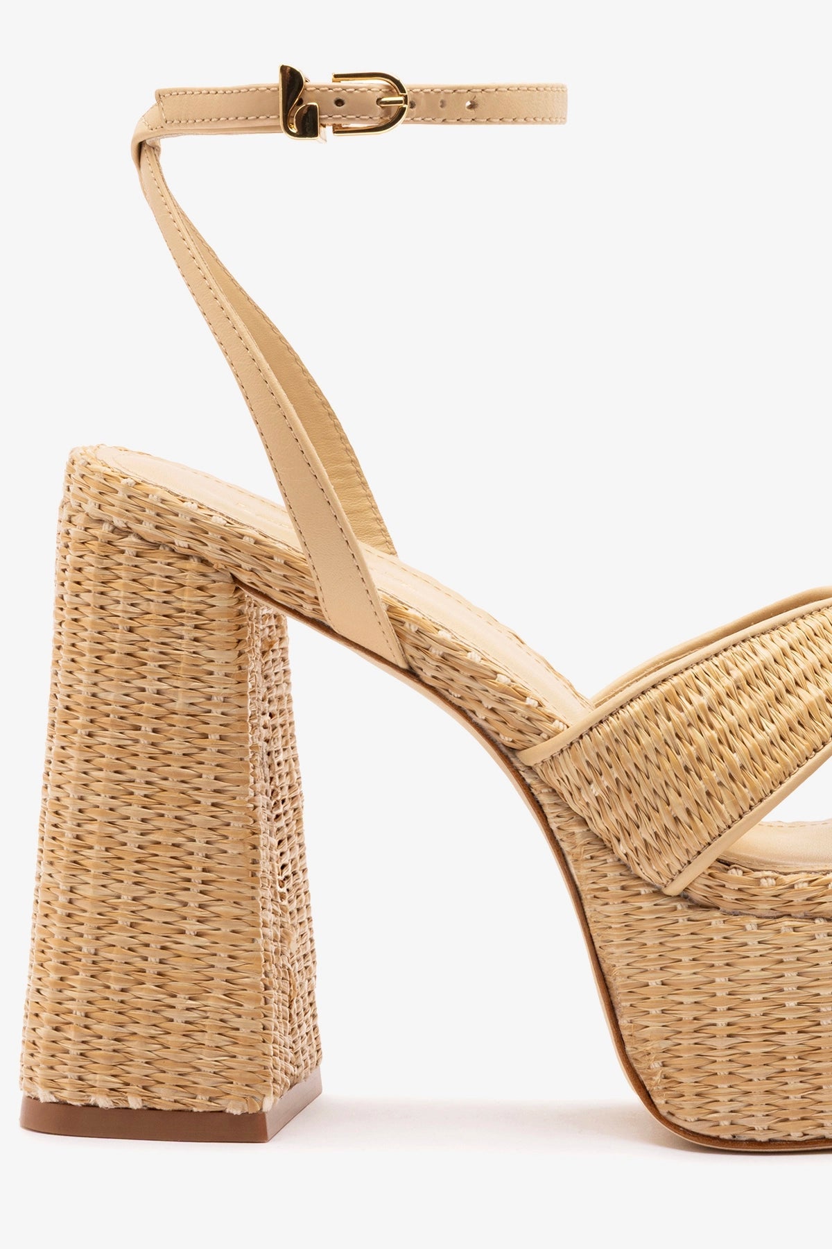 Dolly X Platform Sandal In Natural Raffia - Larroude