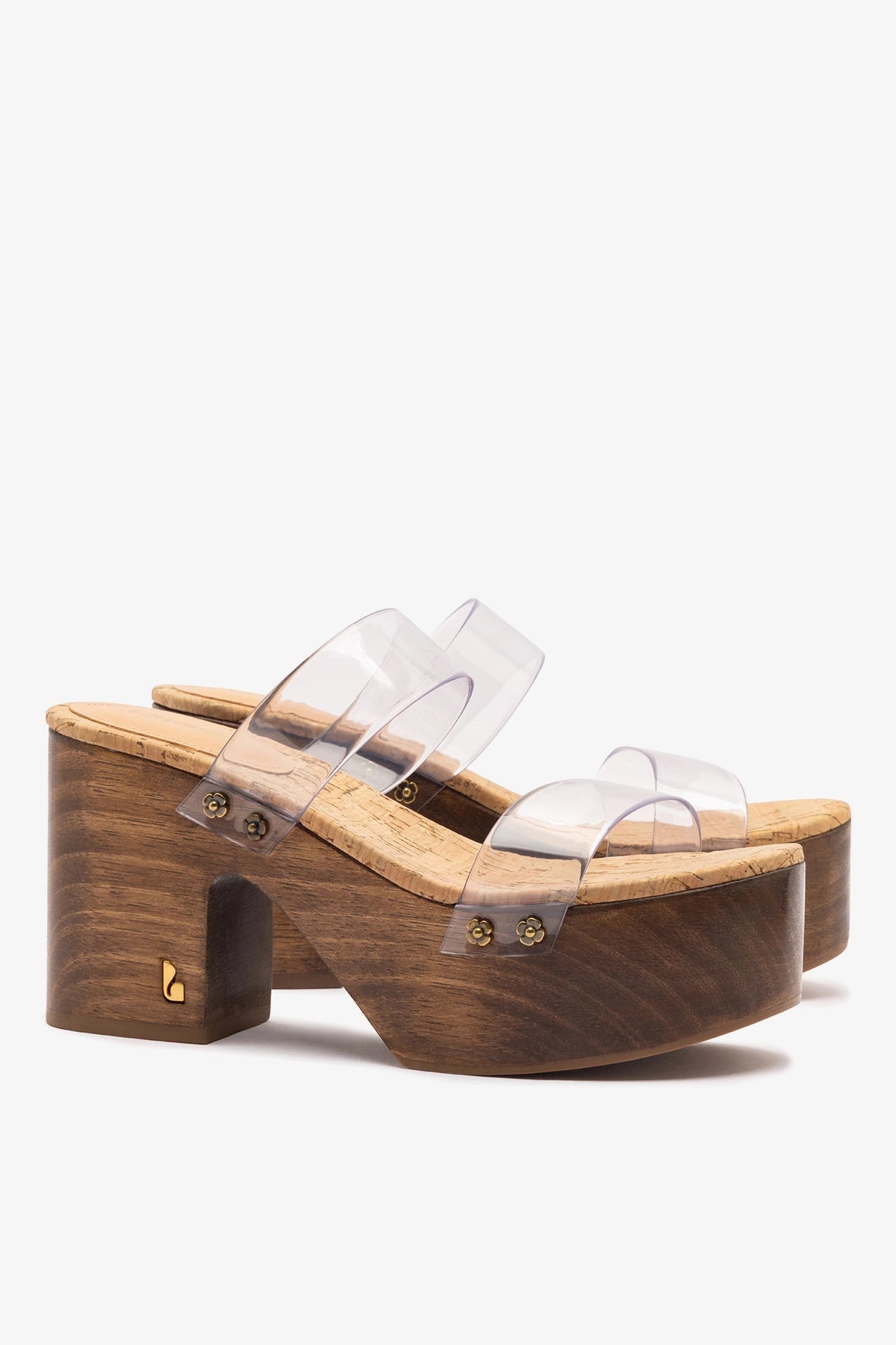 Miso Clear Platform Sandal In Clear Vinyl and Natural Cork - Larroude